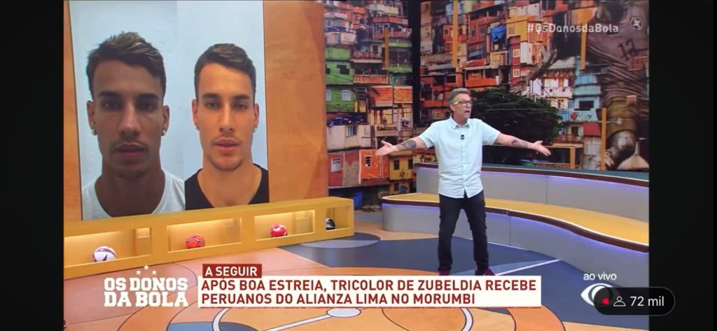 Neto faz promessa envolvendo atacante do São Paulo nos Donos da Bola. (Foto: Reprodução/Band)
