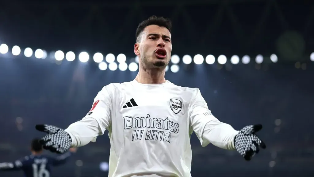 Martinelli em jogo do Arsenal. Foto: Alex Pantling/Getty Images