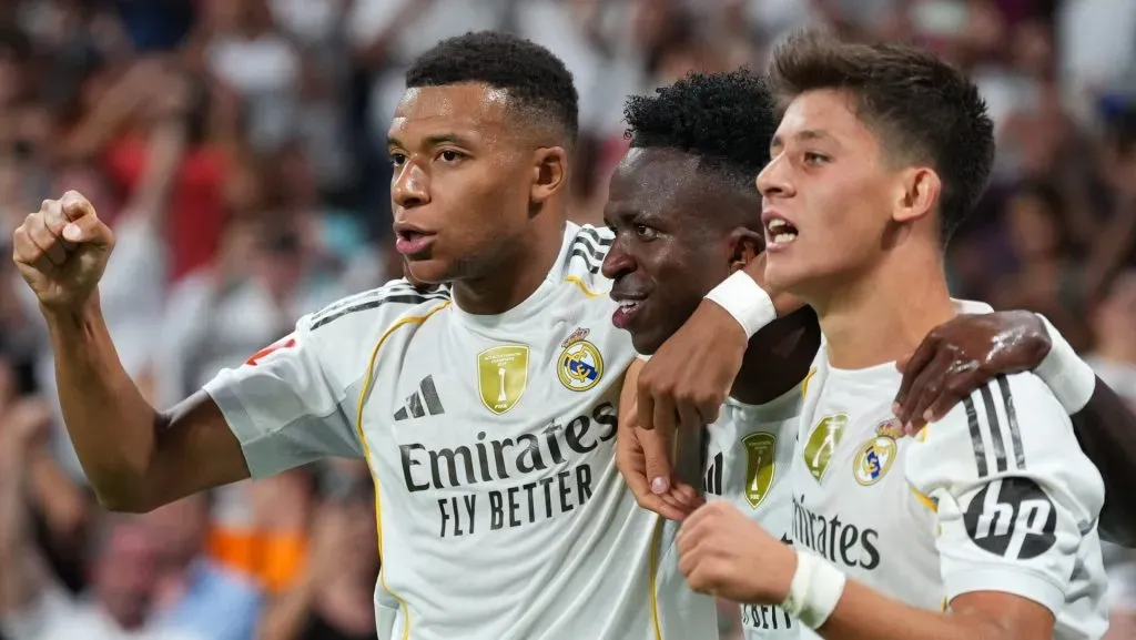 O Real Madrid inicia a temporada com desempenho impecável, conquistando vitórias nas três primeiras rodadas da Liga e chegando à pausa para seleções com confiança e objetivos claros. (Photo by Angel Martinez/Getty Images)