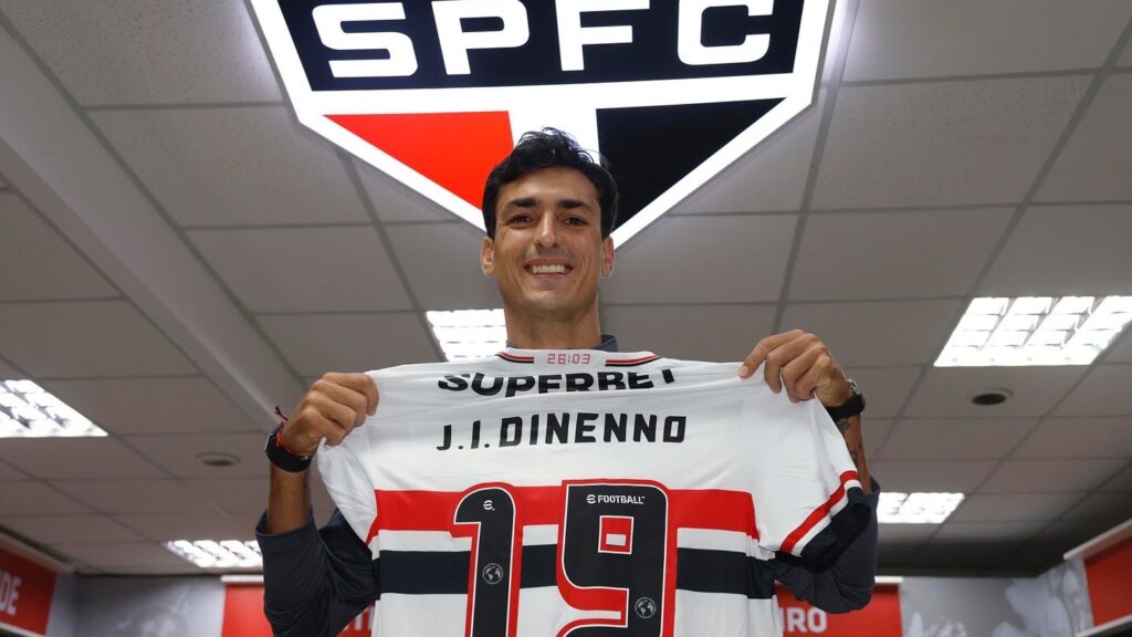 Dinenno é apresentado no São Paulo. (Foto: X do SPFC)