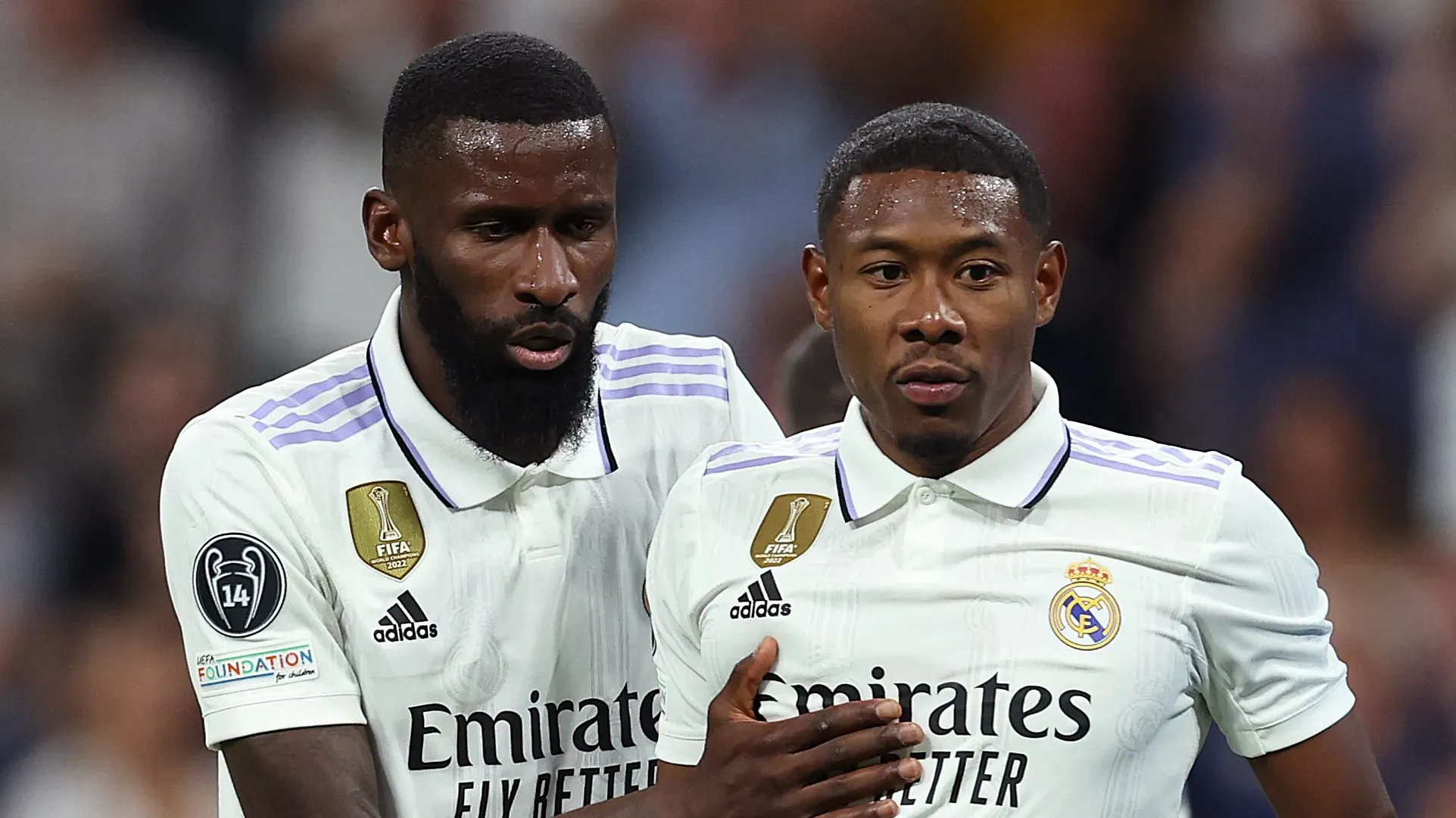Rudiger e Alaba em jogo do Real Madrid. Foto: Julian Finney/Getty Images