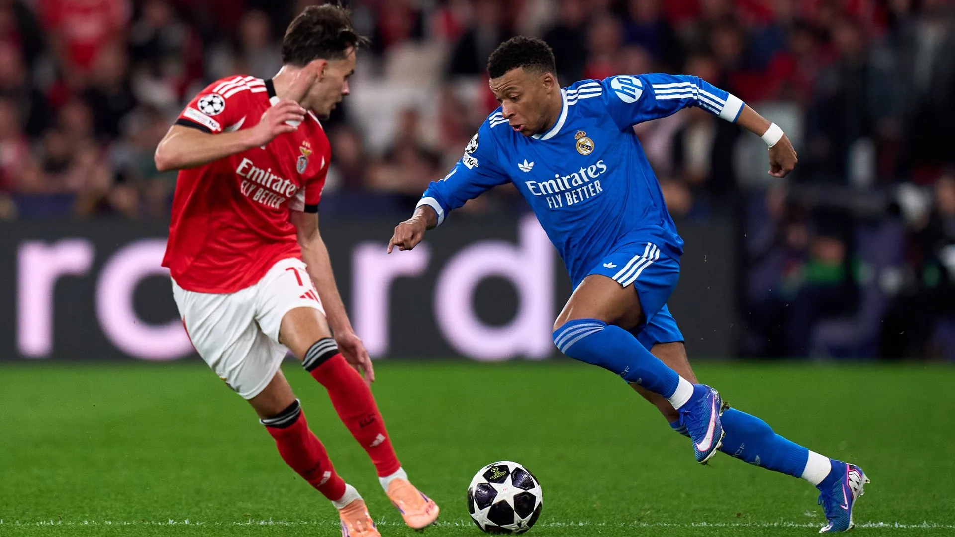 Mbappé no jogo de ida entre Real Madrid e Benfica (foto: Angel Martínez/Getty Images)