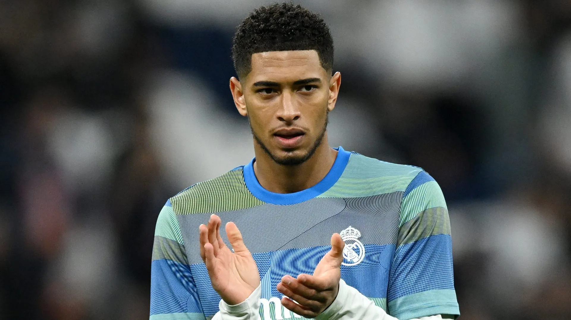 Jude Bellingham durante aquecimento do Real Madrid